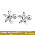 Surgical Steel Flower Petal Cubic Zircon Barbell Tragus Cartilage Body Jewelry